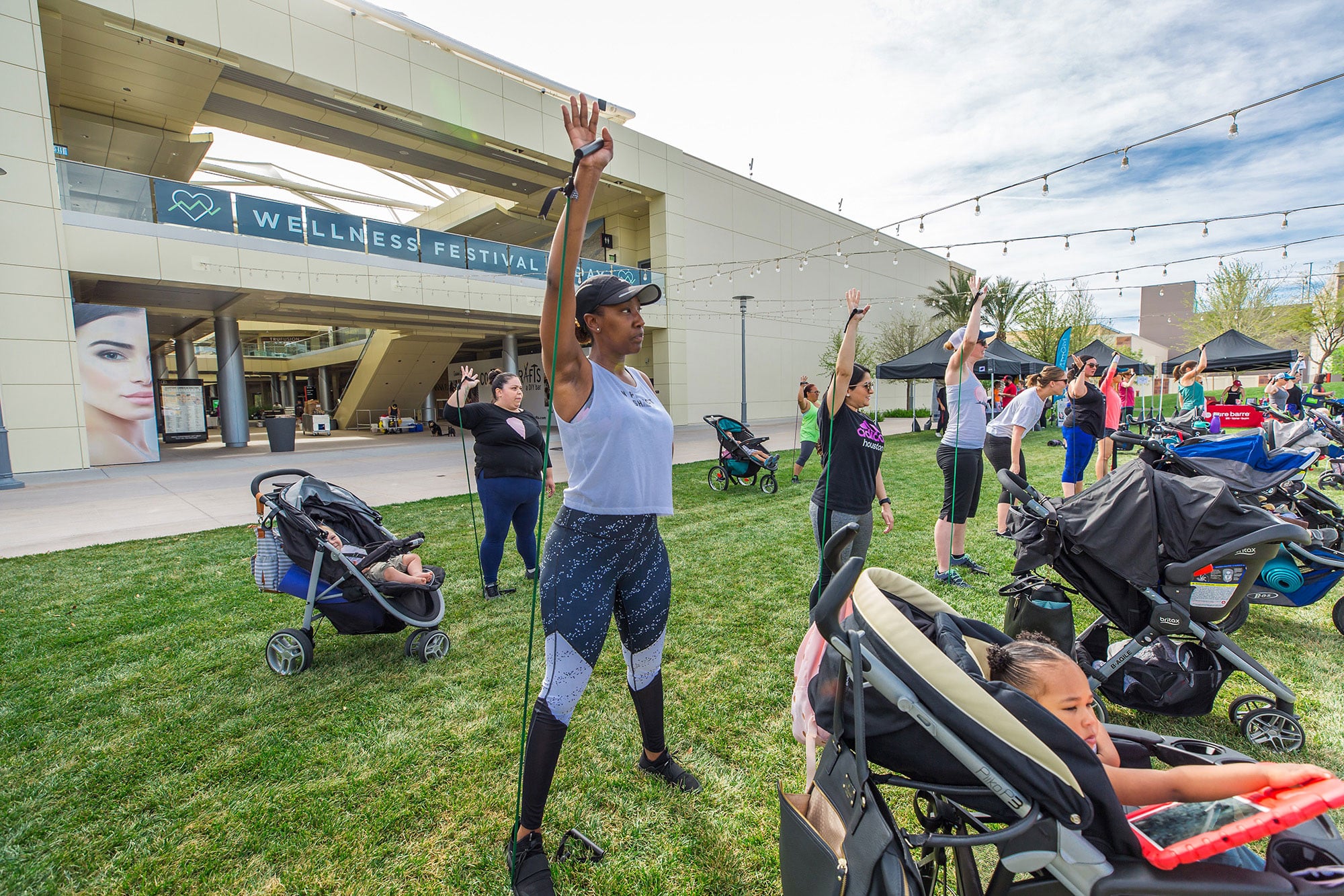 women working out at the Downtown Summerlin Wellness Festival