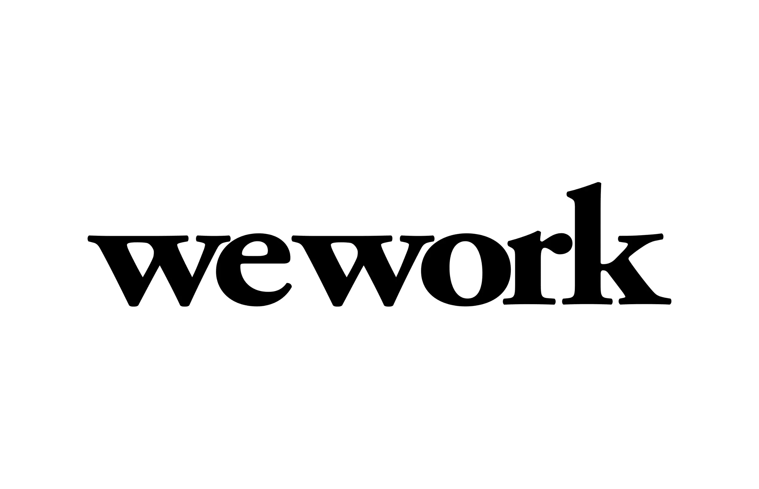 The image shows the WeWork logo, featuring the word wework in bold, black, lowercase serif letters on a white background.