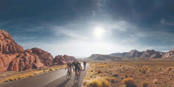 Bikers riding in Red Rock National Conservation area