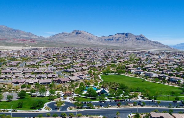 Aerial view of summerlin facing the mountains