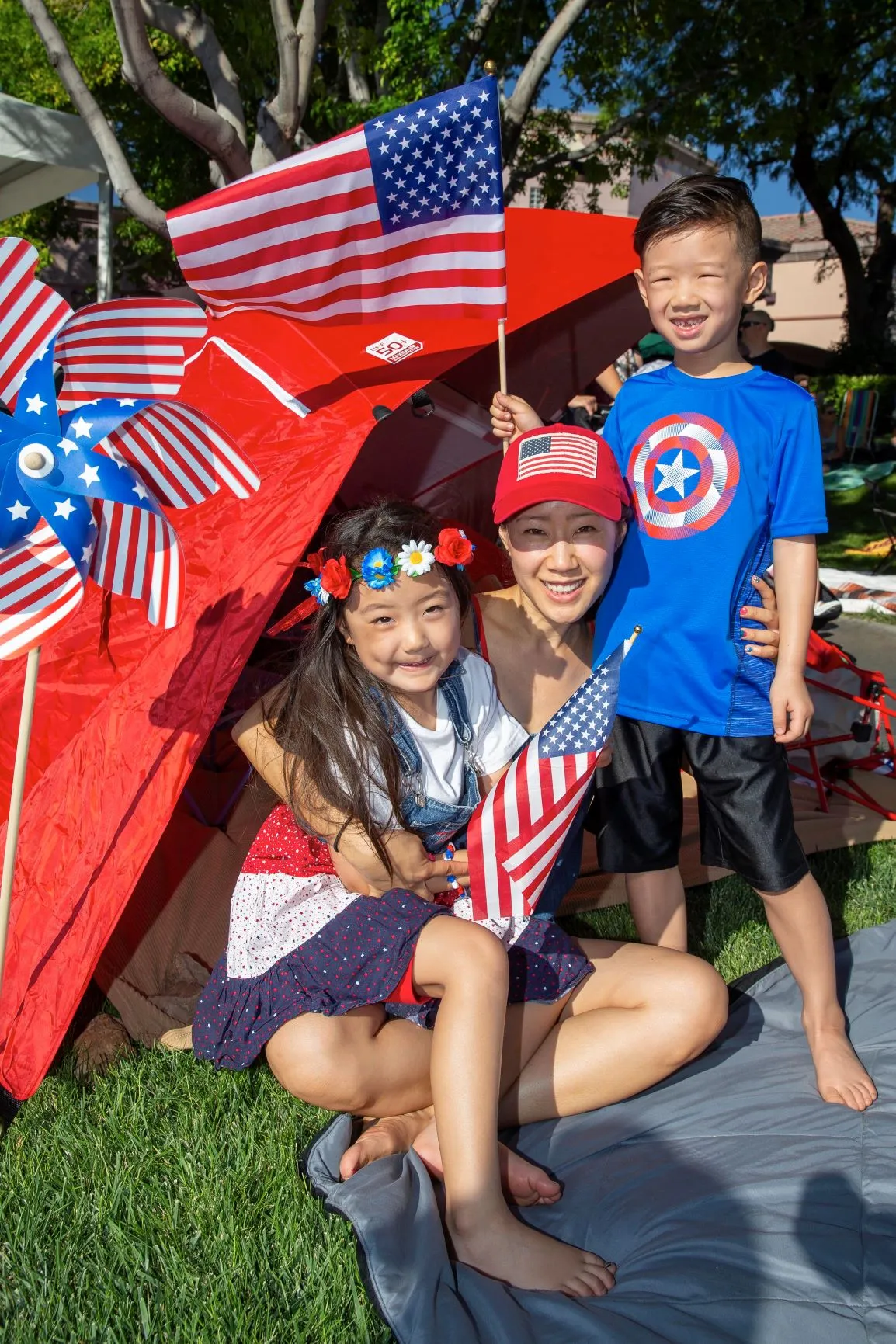 Chinese family at Fourth of July Parade in Summerlin
