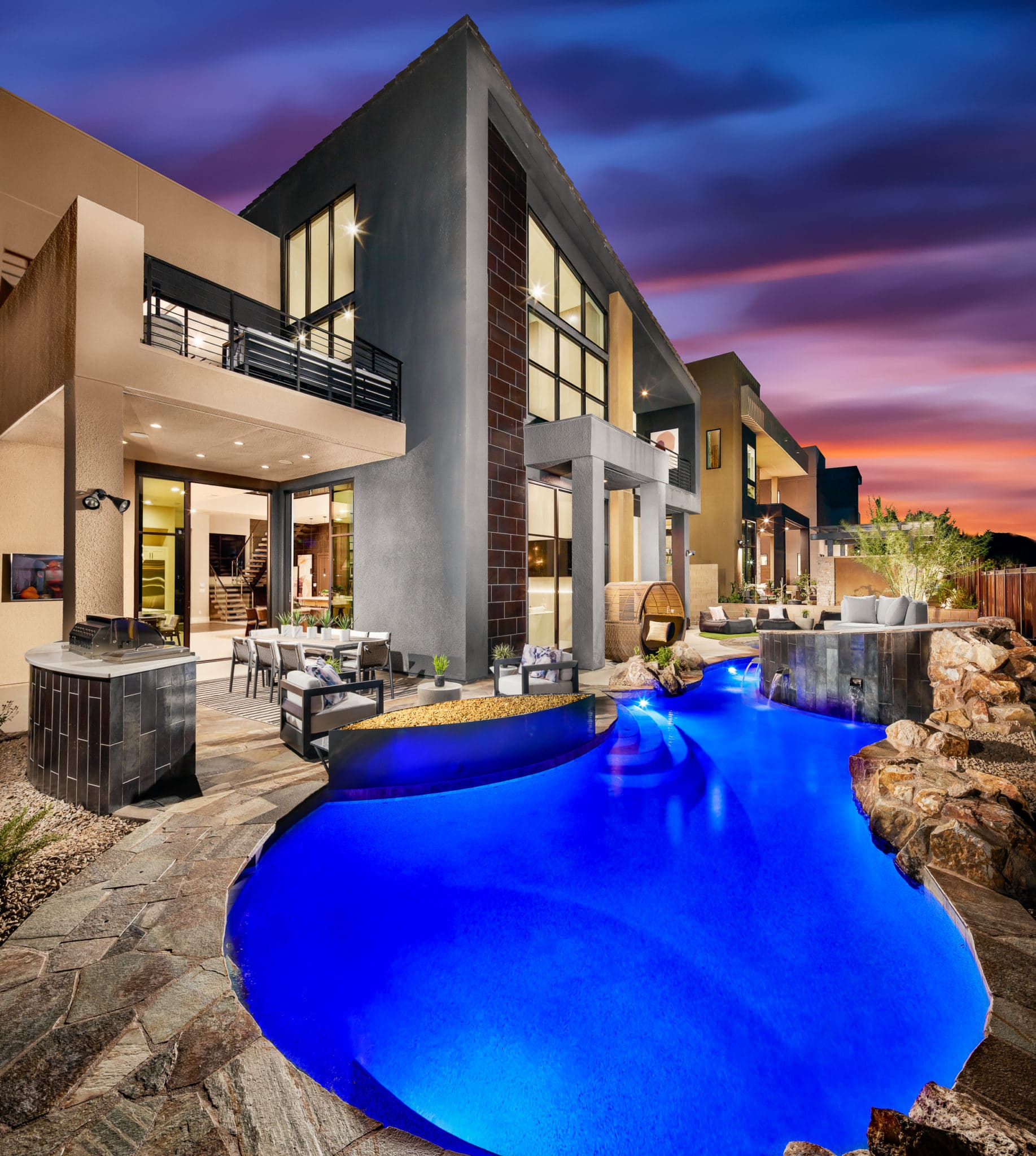 Backyard of Oak Creek in Sky View Collection in Mesa Ridge by Toll Brothers in The Mesa in Summerlin