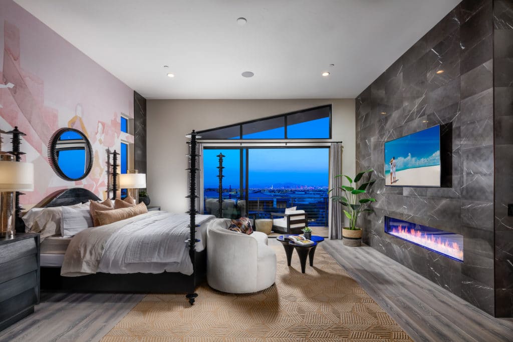 Master Bedroom of Oak Creek in Sky View Collection in Mesa Ridge by Toll Brothers in The Mesa in Summerlin