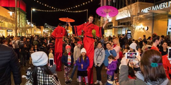 Stilt walkers at the Lunar New Year parade at Downtown Summerlin