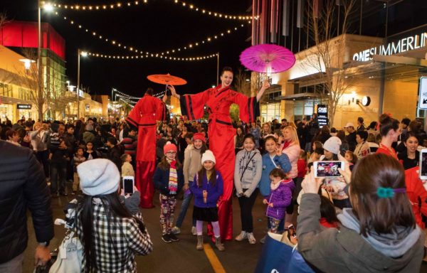 Stilt walkers at the Lunar New Year parade at Downtown Summerlin