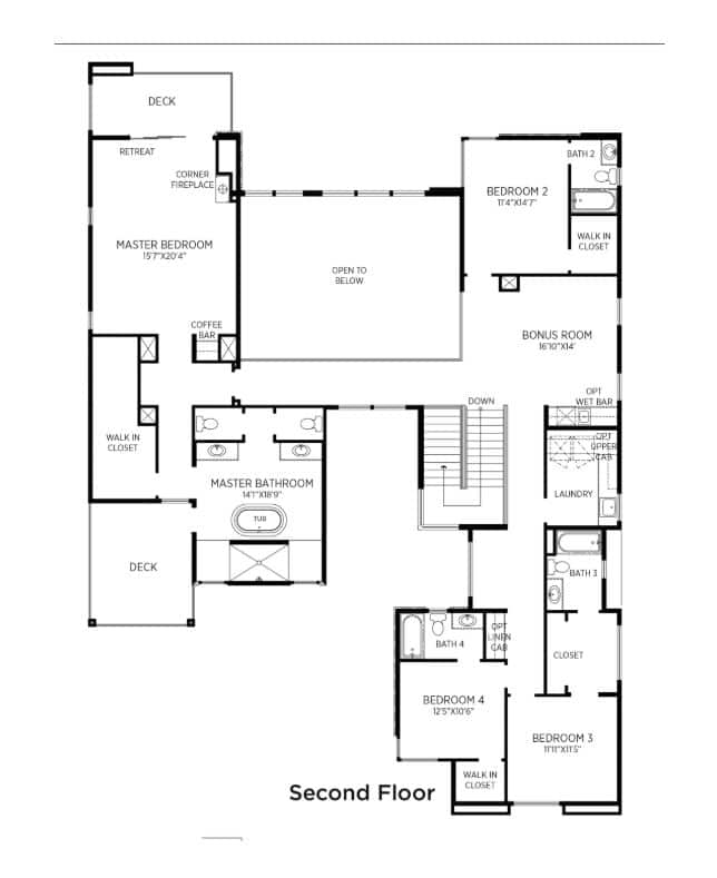Second Floor Floorplan of Knoll in Sky View Collection in Mesa Ridge by Toll Brothers in The Mesa in Summerlin