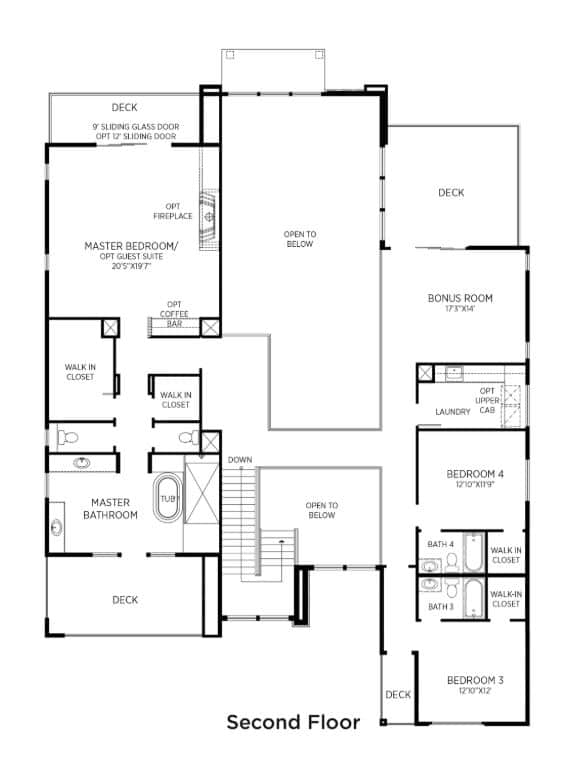 Second Floor Floorplan of Oak Creek in Sky View Collection in Mesa Ridge by Toll Brothers in The Mesa in Summerlin