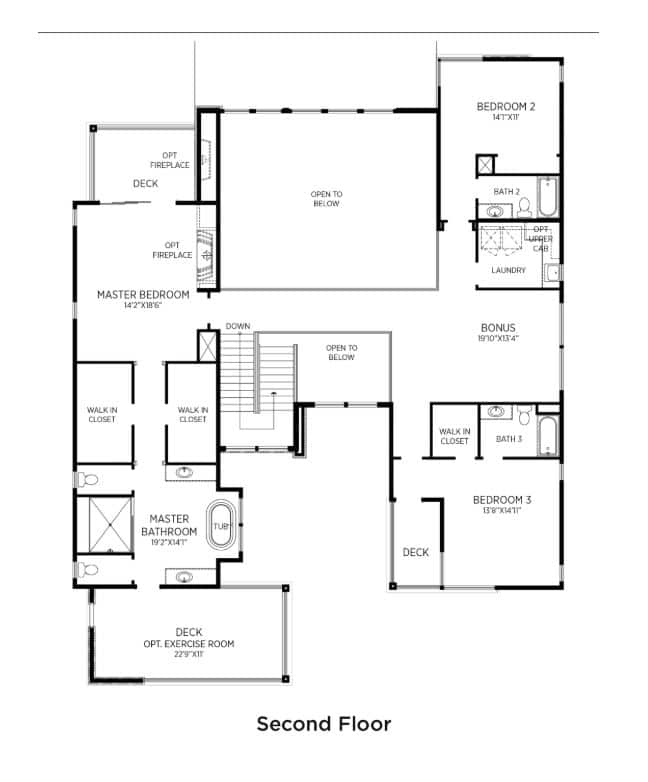 Second Floor Floorplan of Calico in Sky View Collection in Mesa Ridge by Toll Brothers in Mesa Ridge in Summerlin