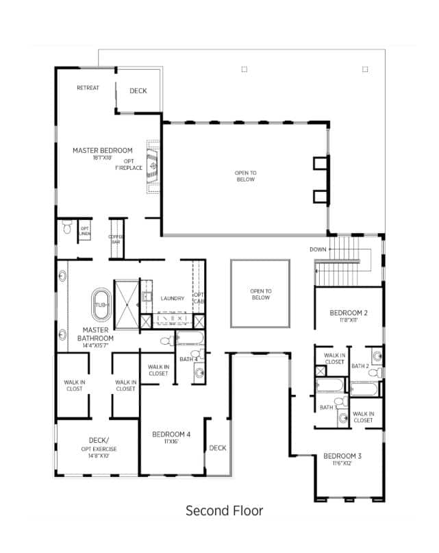 Second Floor Floorplan of White Rock in Sky View Collection in Mesa Ridge by Toll Brothers in The Mesa in Summerlin