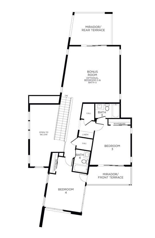 Second Floor Floorplan of Plan 3 Model in Sandalwood by Pardee Homes in Stonebridge in Summerlin