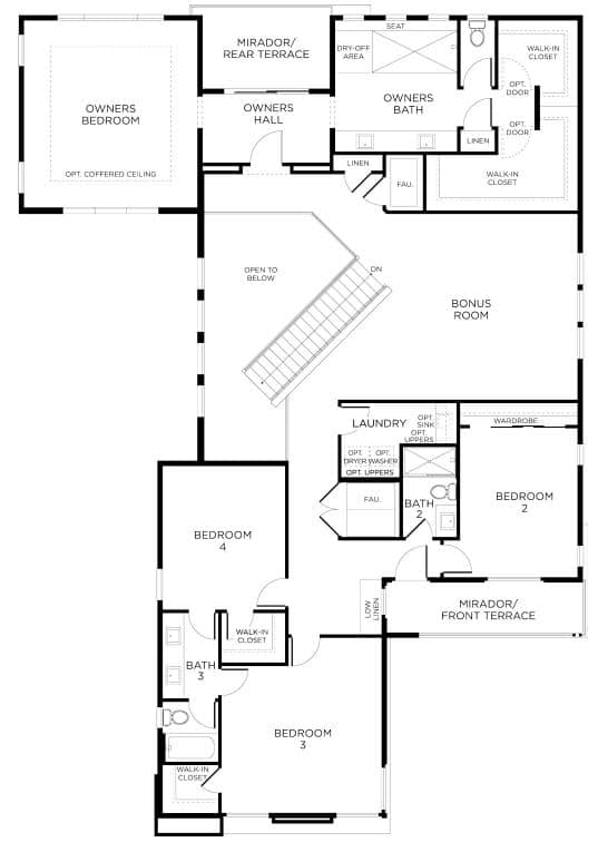 Second Floor Floorplan of Plan 4 in Sandalwood by Pardee Homes in Stonebridge in Summerlin