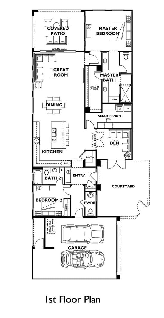 Floorplan of Explore in Resort Collection in Trilogy by Shea Homes in South Square in Summerlin