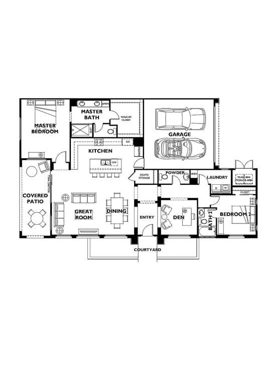 Floorplan of Retreat Model in Resort Collection in Trilogy by Shea Homes in South Square in Summerlin