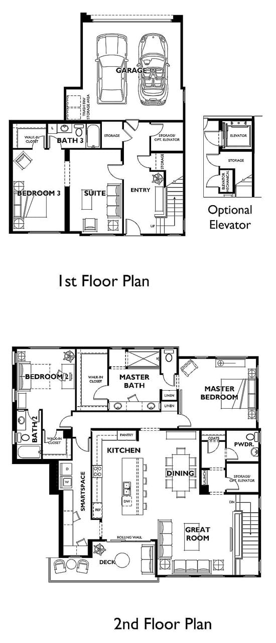 Floorplan of Viewpoint Model in Modern Collection in Trilogy by Shea Homes in South Square in Summerlin