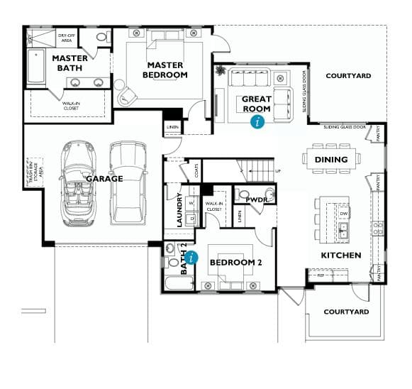 First Floor Floorplan of Luminous in Luxe Collection in Trilogy by Shea Homes in South Square in Summerlin