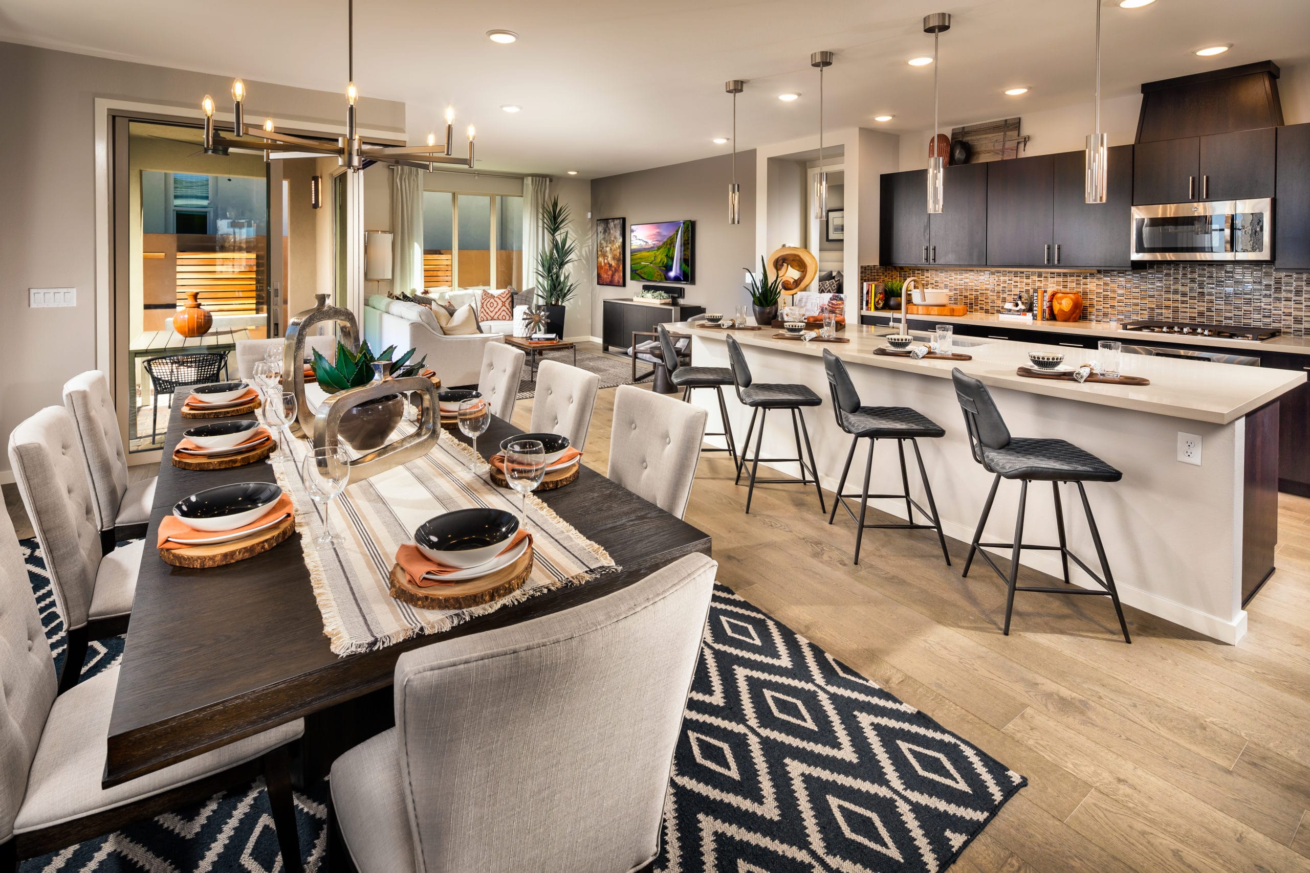 Great Room in Haven Model in Trilogy Resort Collection by Shea Homes in South Square in Summerlin