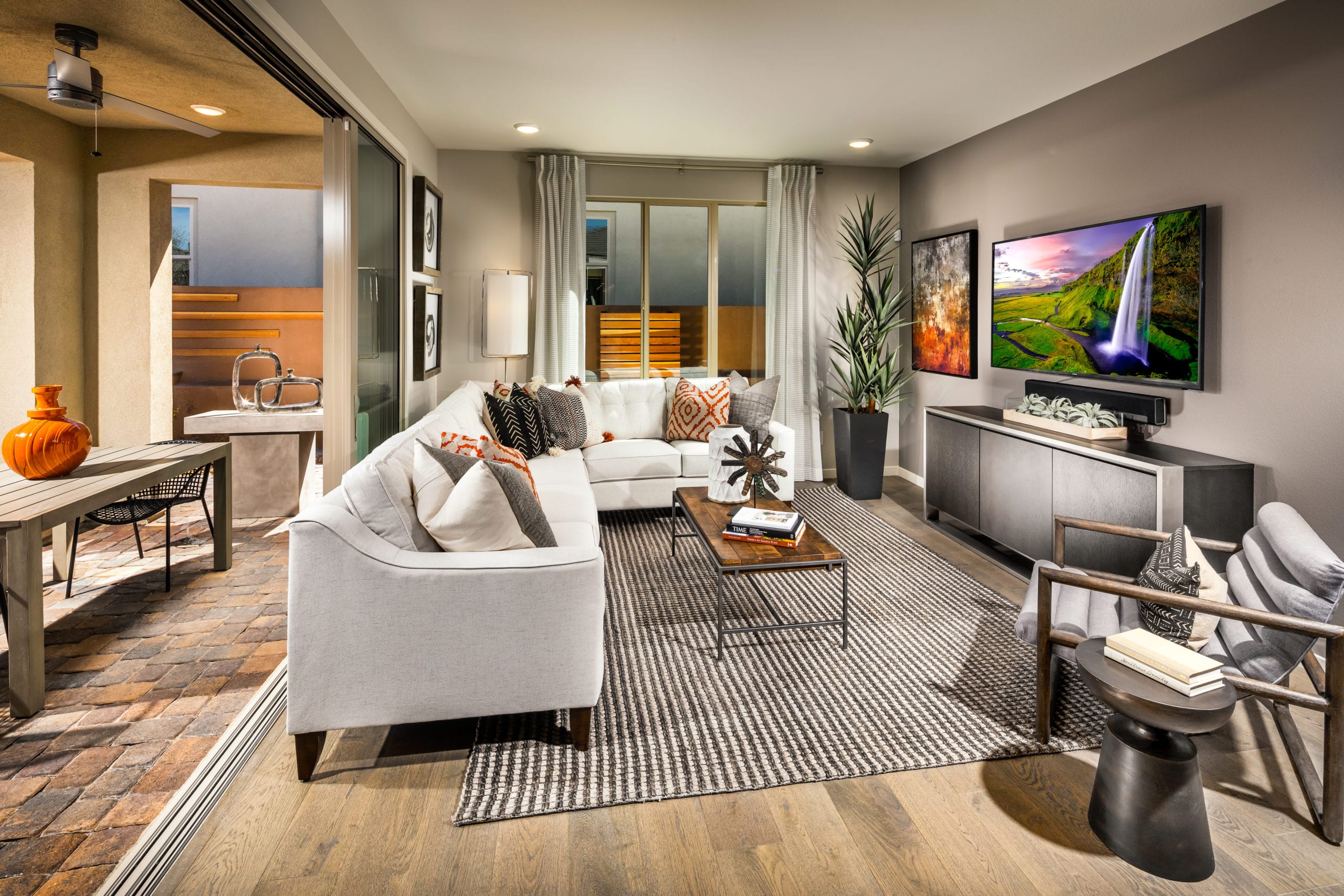Living Room in Haven Model in Trilogy Resort Collection by Shea Homes in South Square in Summerlin