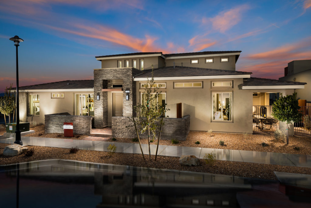 Front Elevation of Retreat Model in Resort Collection in Trilogy by Shea Homes in South Square in Summerlin