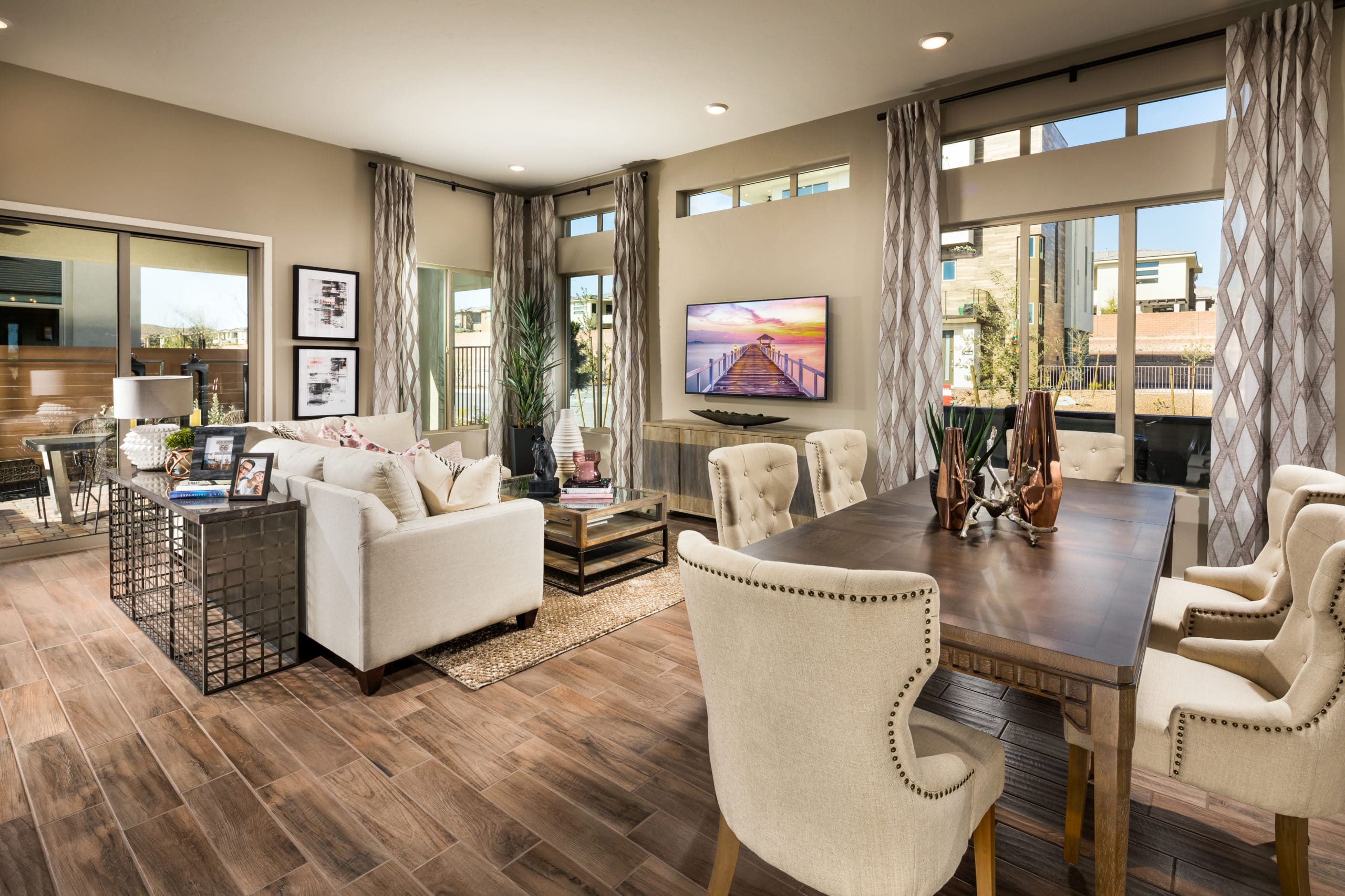 Great Room in Retreat Model in Resort Collection in Trilogy by Shea Homes in South Square in Summerlin