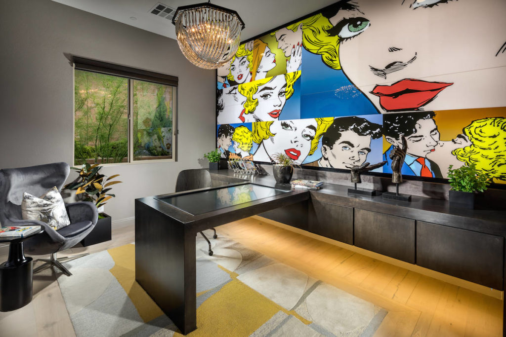 The home office in the Topaz floor plan at Granite Heights by Toll Brothers showcases how art can personalize a space