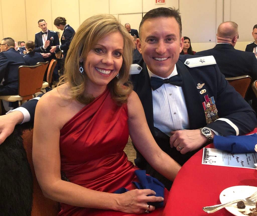 Brigadier General Robert Novotny of the 57th Wing Commander and his wife Dawn at a gala