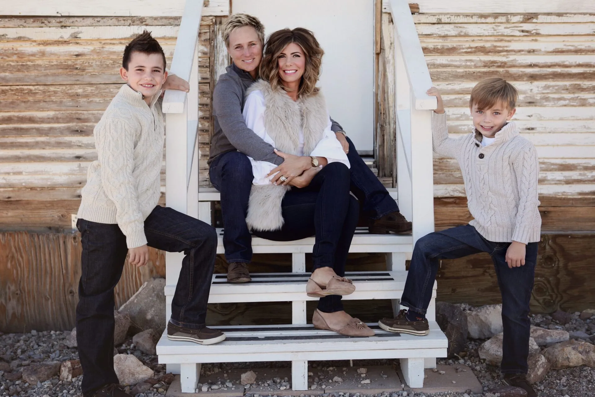 Trish and wife Janice Gallagher with family
