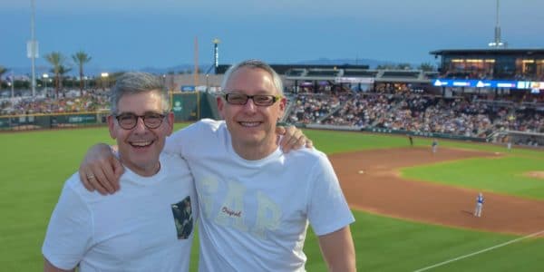 Cary Vogel and his husband at Las Vegas Ballpark