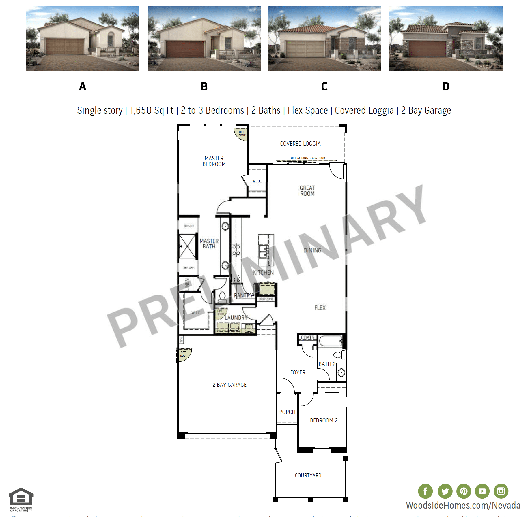 Calico Floorplan in Crystal Canyon by Woodside Homes