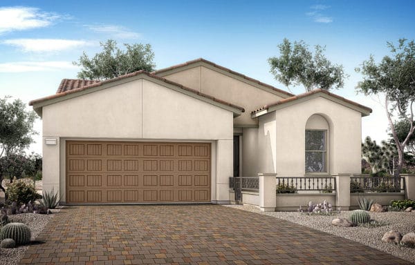 Front Elevation 1A of Calico Floorplan in Crystal Canyon by Woodside Homes in Summerlin