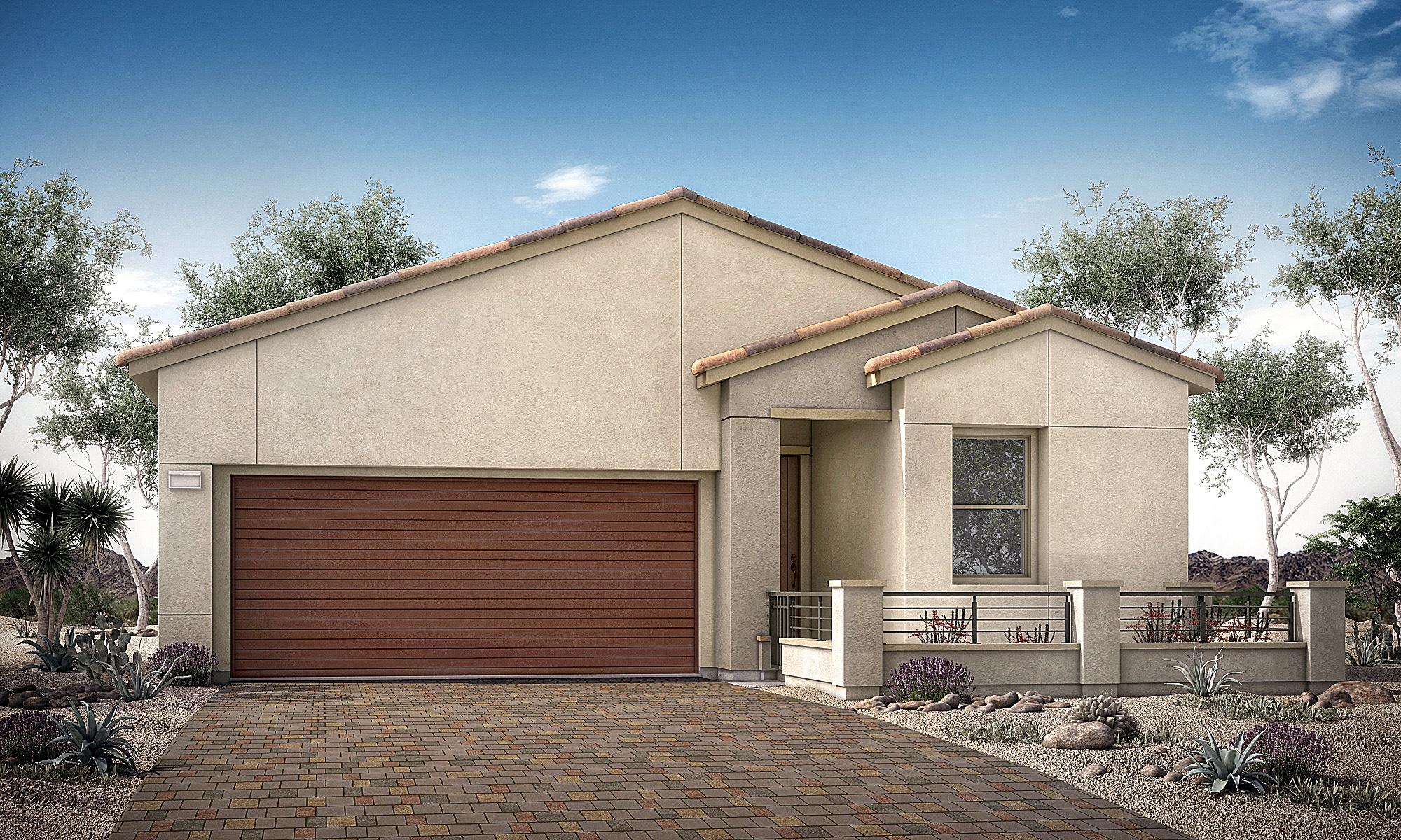 Front Elevation 1B of Calico Floorplan in Crystal Canyon by Woodside Homes in Summerlin