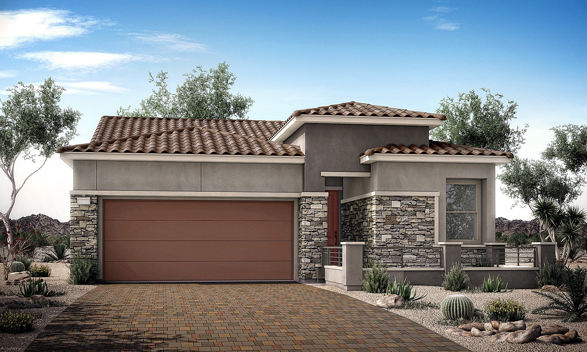 Front Elevation 1D of Calico Floorplan in Crystal Canyon by Woodside Homes in Summerlin