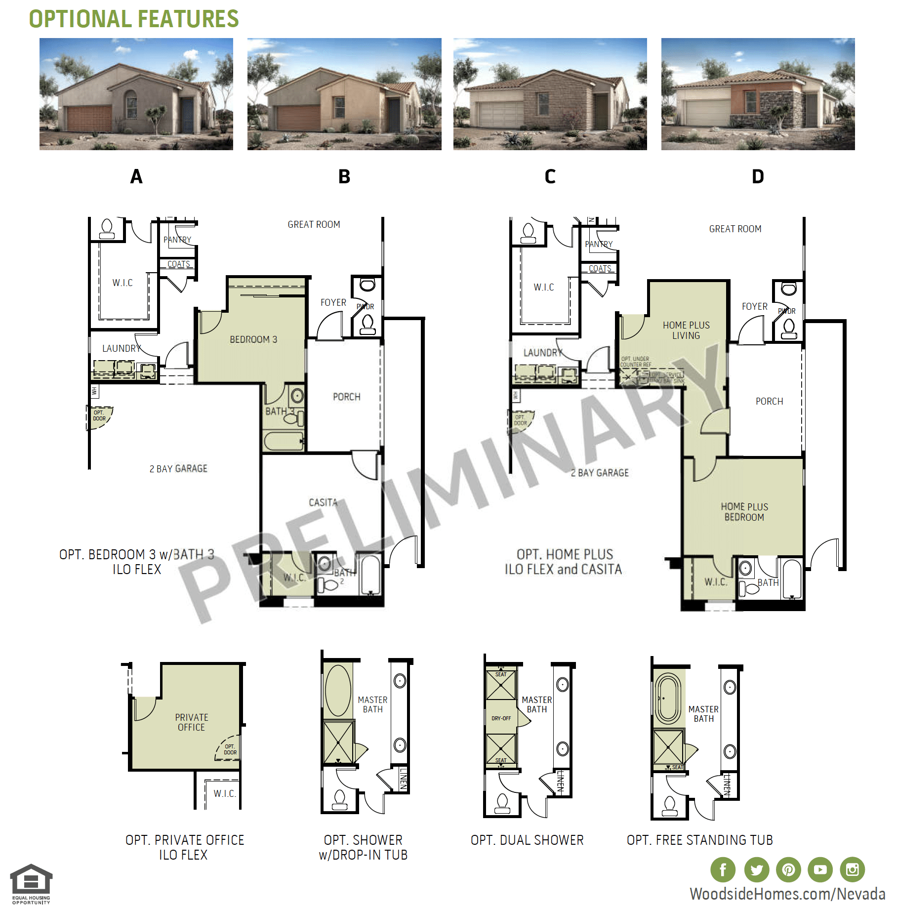 Mesa Floorplan Optional Features at Crystal Canyon by Woodside Homes