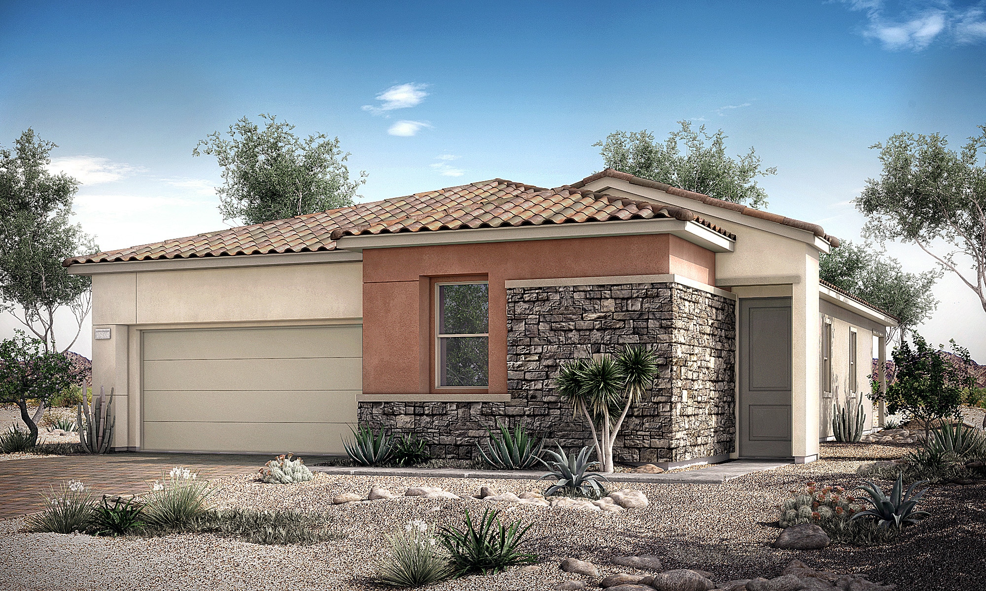 Front Elevation of Mesa Plan 3D at Crystal Canyon by Woodside Homes