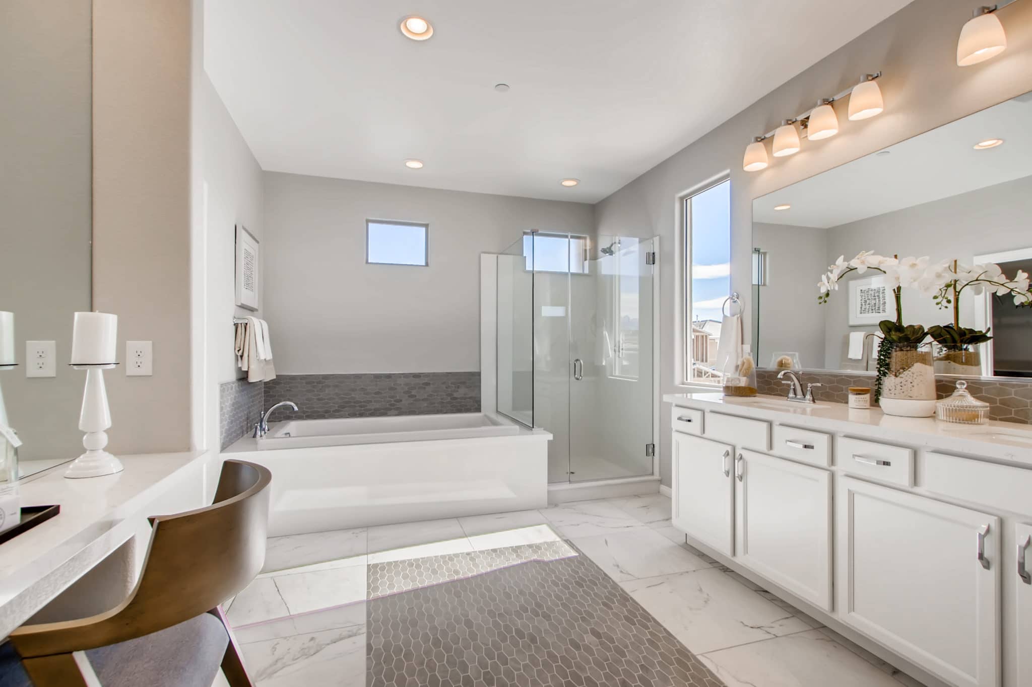 Primary Bathroom of Mojave Plan at Crystal Canyon by Woodside Homes