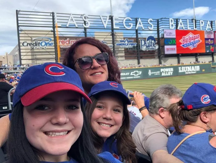 Dana Berggren with her kids at Ballpark