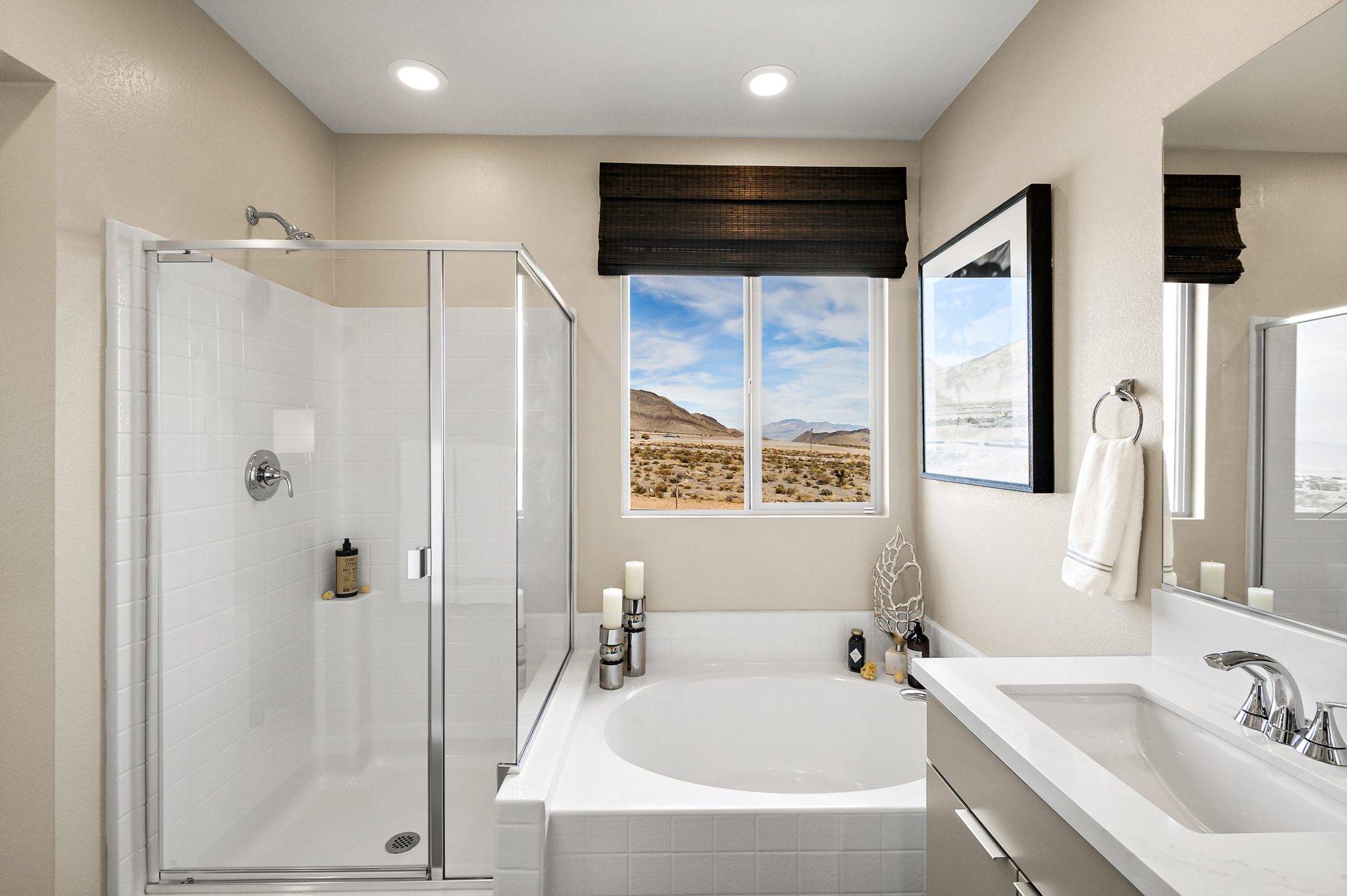 Bathroom in Acacia Model at Crested Canyon by Taylor Morrison in Summerlin