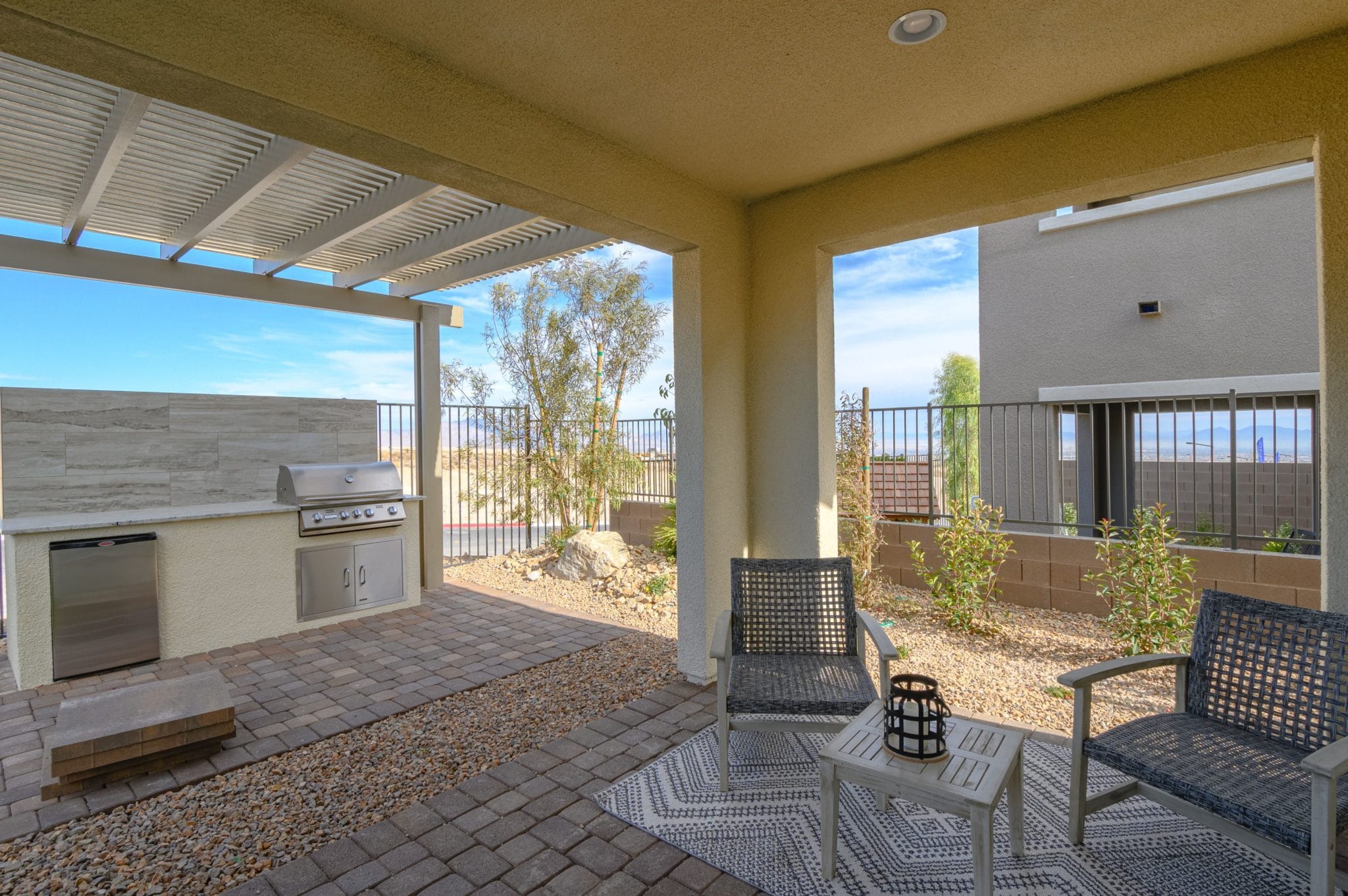 Backyard patio of Acacia Model at Crested Canyon by Taylor Morrison in Summerlin