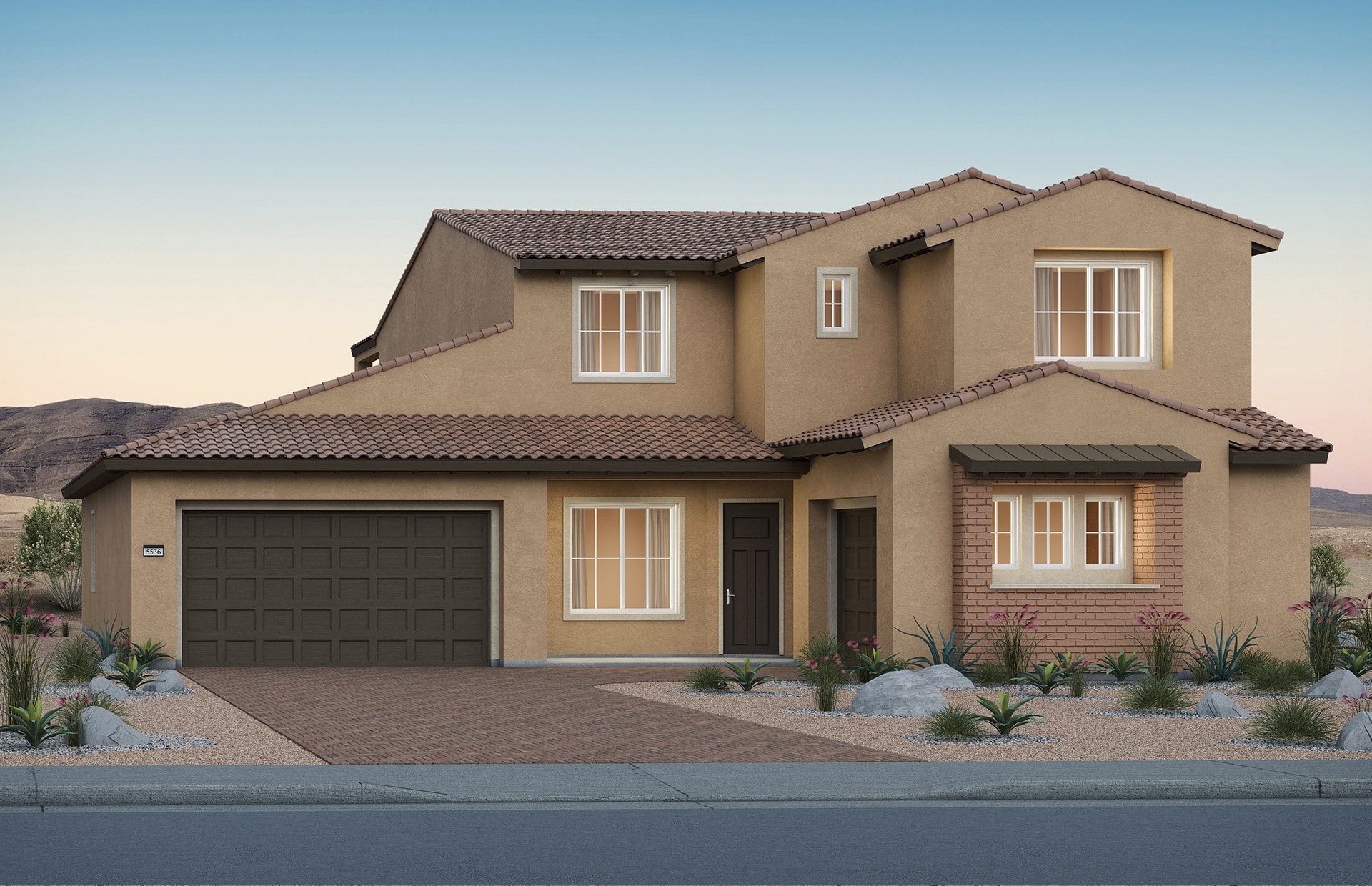 Front Elevation B of Matera Model at Carmel Cliff by Pulte Homes