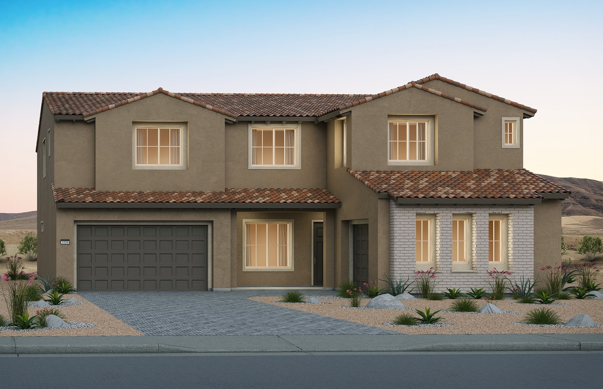 Front Elevation B of Pesaro Model at Carmel Cliff by Pulte Homes