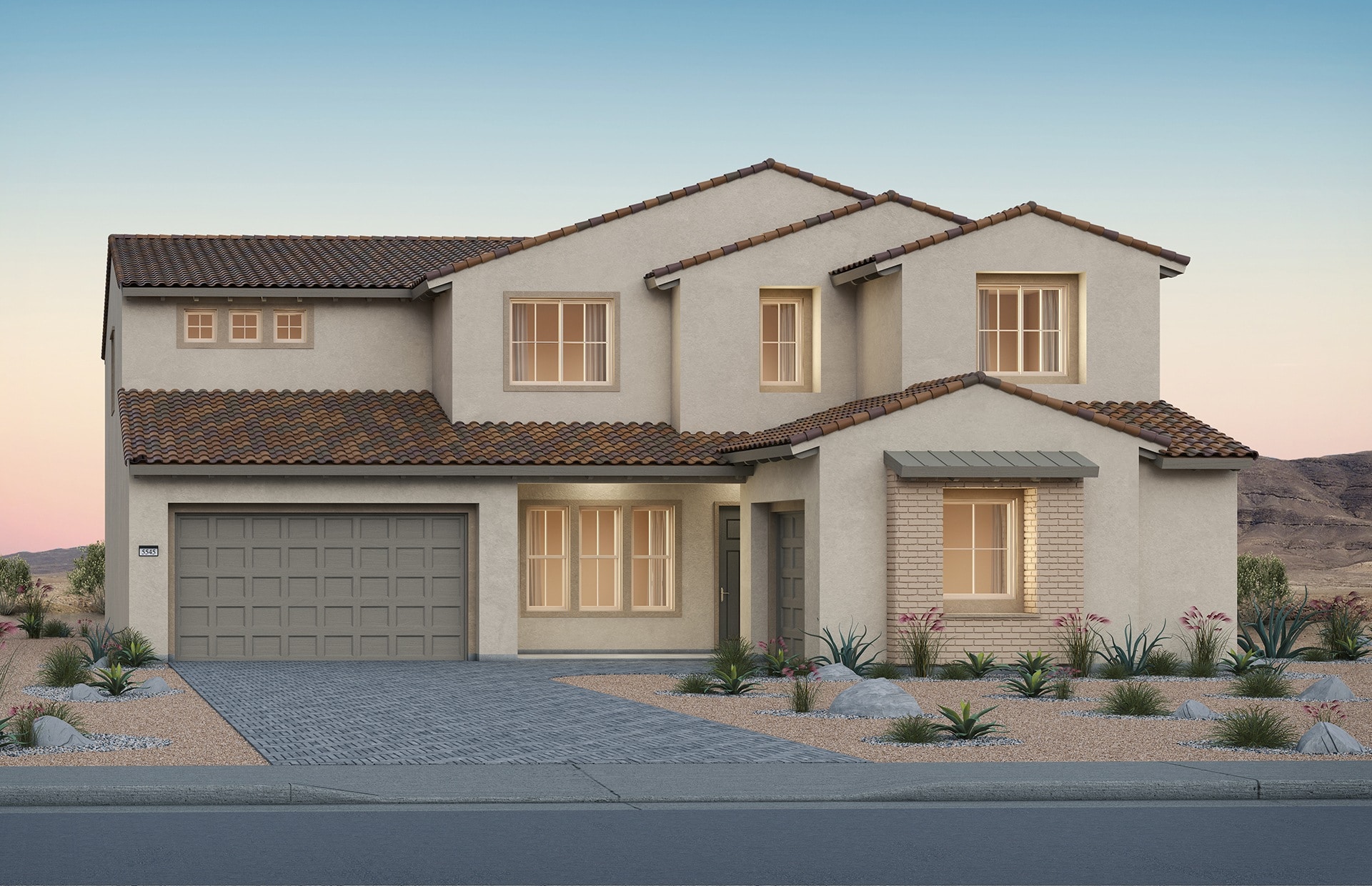 Front Elevation B of Vittoria Model at Carmel Cliff by Pulte Homes