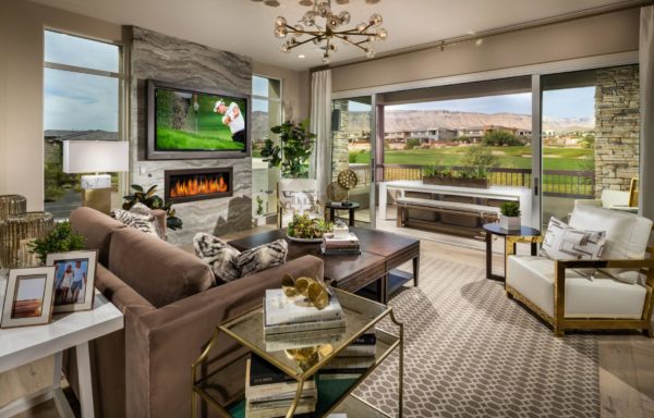 Family Room in Pinehurst Model in Fairway Hills by Toll Brothers in The Ridge in Summerlin