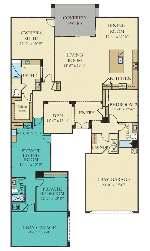 Floorplan of Everly Model at Heritage by Lennar