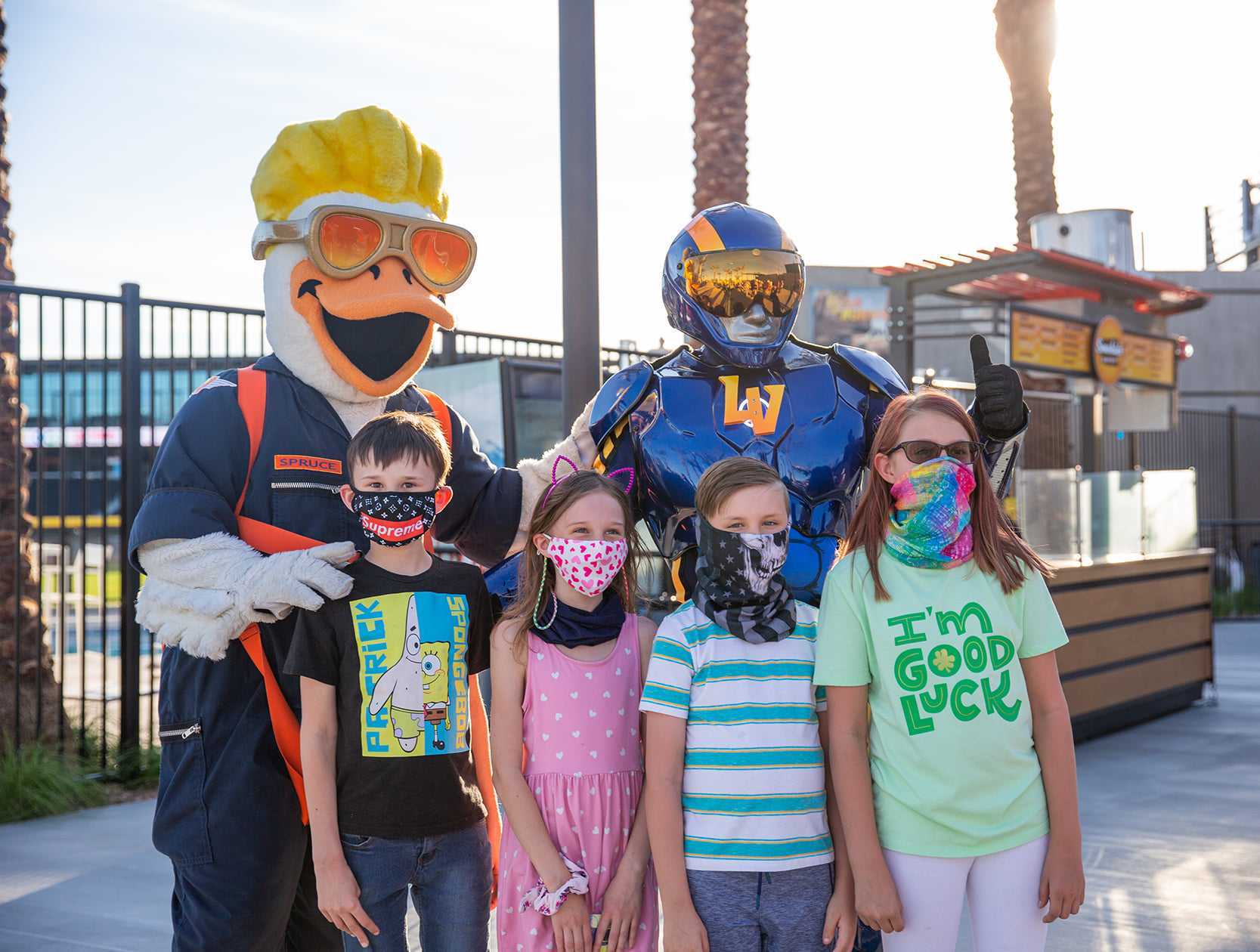 Children With Masks At The Las Vegas Ballpark