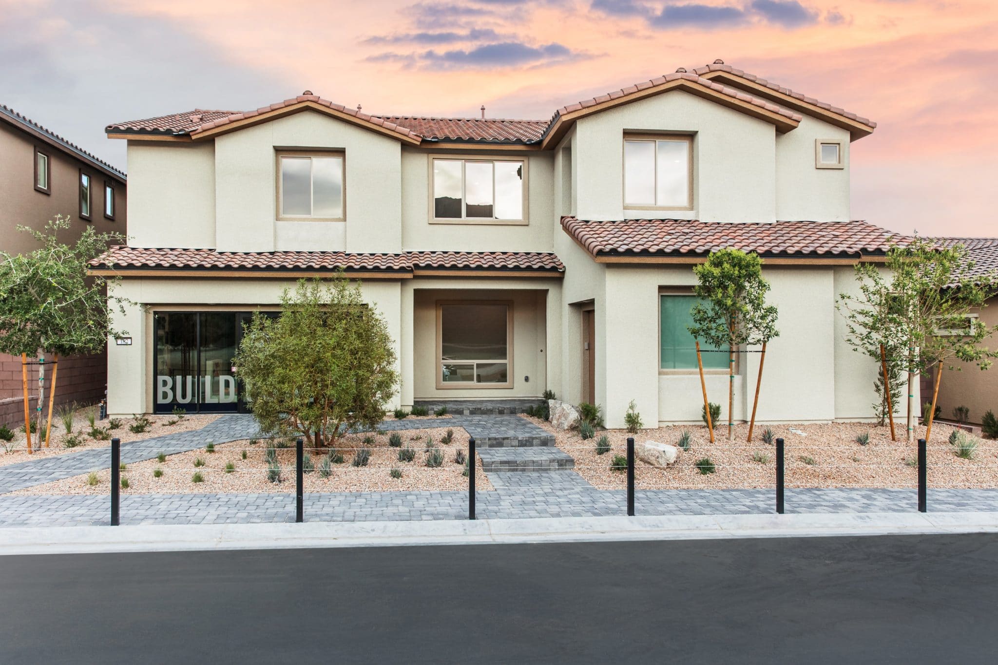 Front elevation of Pesaro model at Carmel Cliff by Pulte Homes