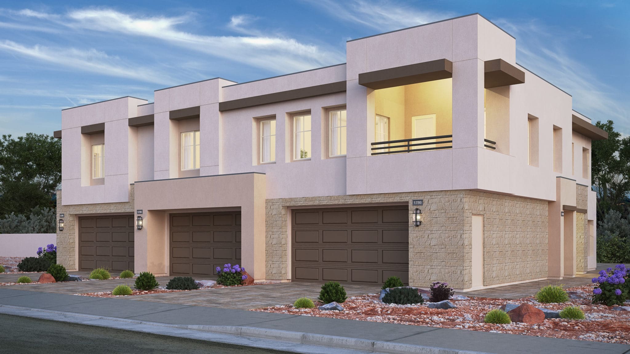 3plex Front Elevation A of Saratoga X at Highline II by Lennar