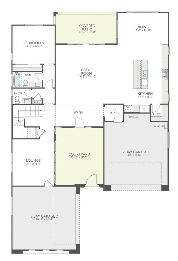 First Floor Floorplan of Plan 4 at Kings Canyon by Tri Pointe Homes