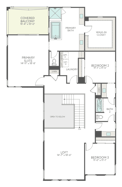 Second Floor Floorplan of Plan 3 at Kings Canyon by Tri Pointe Homes