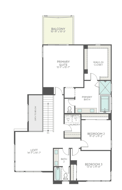 Second Floor Floorplan of Plan 2 of Kings Canyon by Tri Pointe Homes