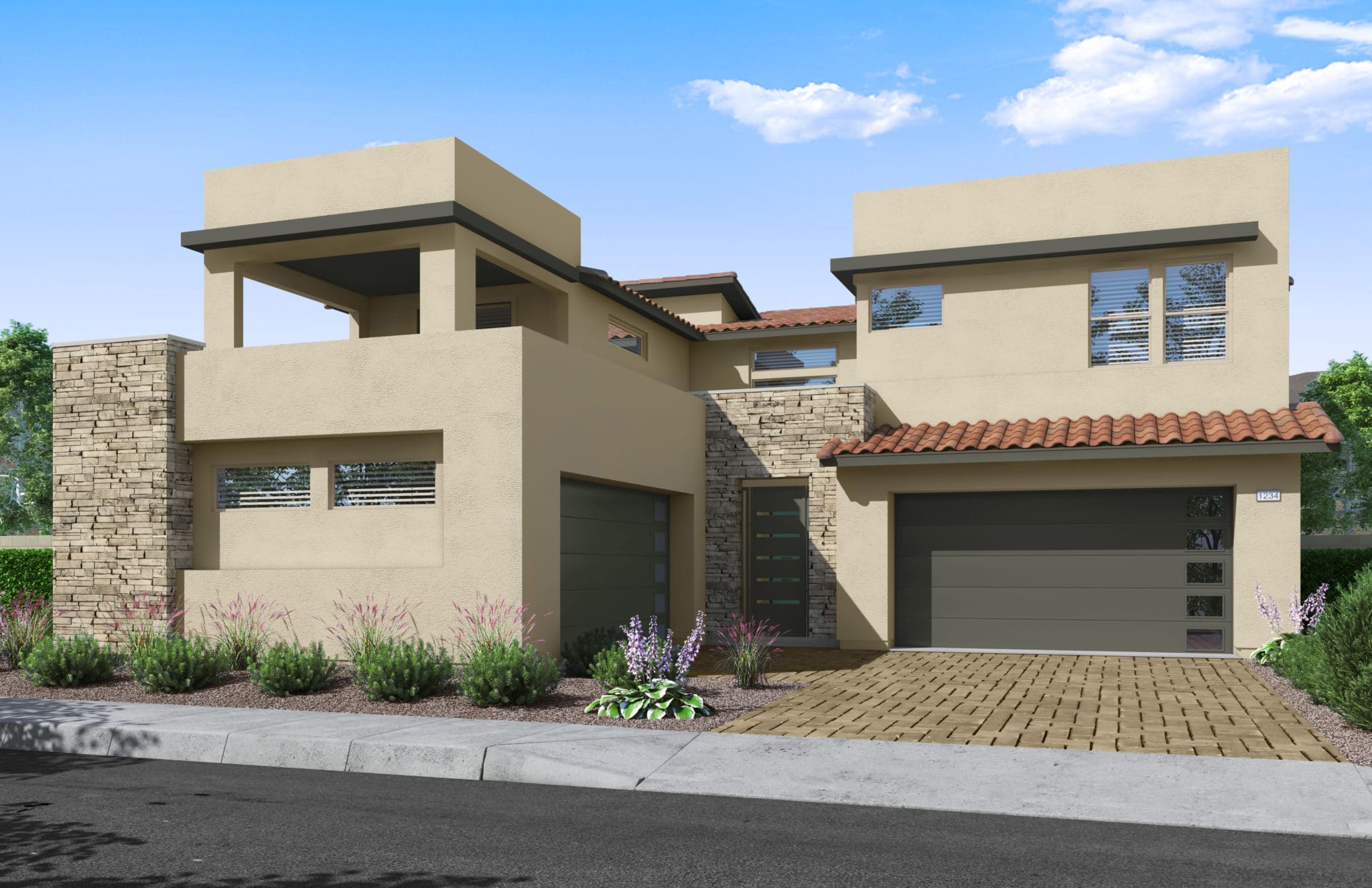 Front Elevation B of Plan 4 at Kings Canyon by Tri Pointe Homes
