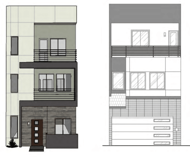 Elevations of Unit D at Thrive by Edward Homes